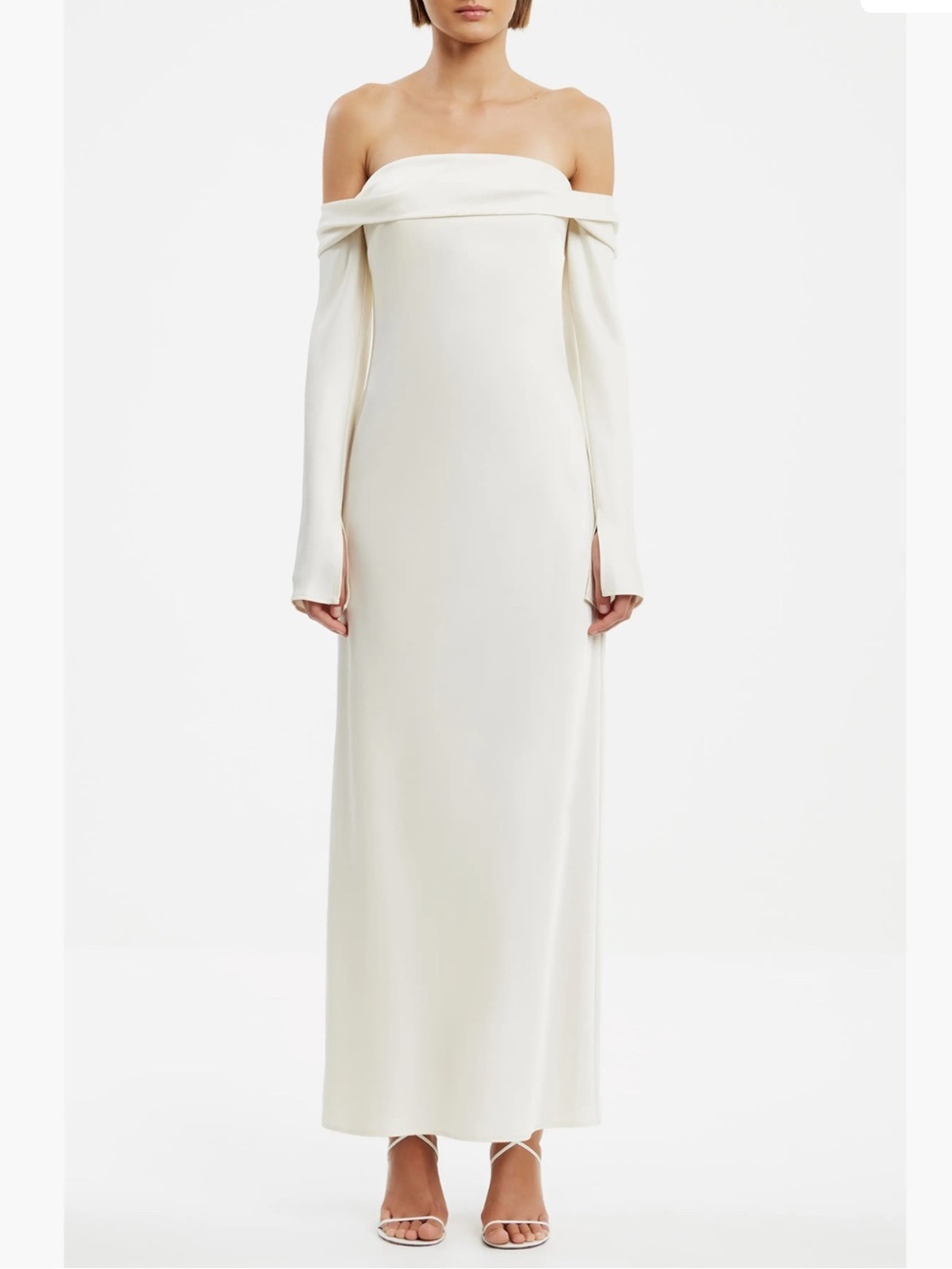 SIGNIFICANT OTHER Nadia Off the Shoulder Long Sleeve Satin Maxi Cocktail Dress